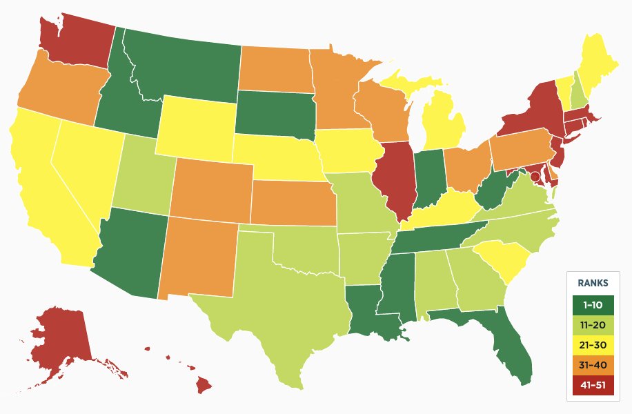 Heritage foundation state school report card map